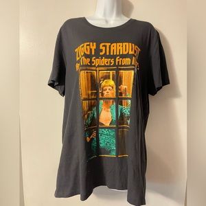 Ziggy Stardust David Bowie Retro Graphic Band Tee Gray Women XXL NWT